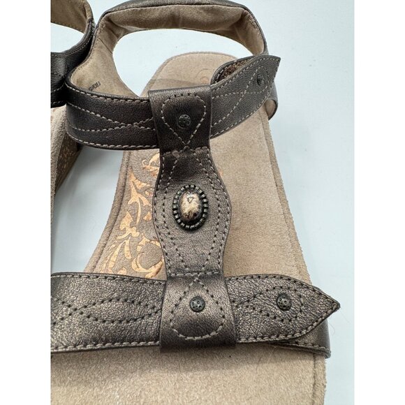 Aetrex Lori Bronze Size 8 Sandals With Adjustable Straps & Embellished Details - Picture 3 of 13